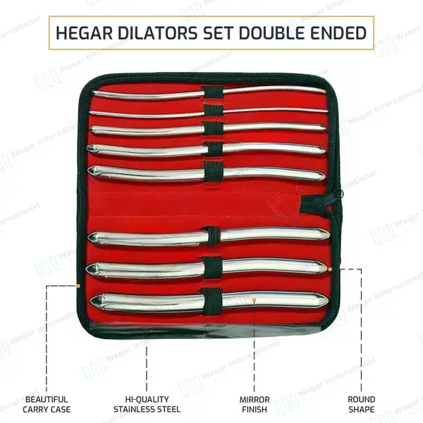 8 Pcs Hegar Uterine Sounds Dilator Set 3mm-18mm Double Ended - surgical instruments manufactured by Waqar International, Sialkot - view 4