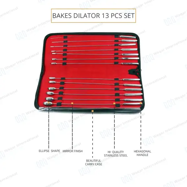 13 Pcs Bakes Rosebud Urethral Sounds Dilator Set 1mm to 13mm with Carrying Case - surgical instruments manufactured by Waqar International, Sialkot - view 4