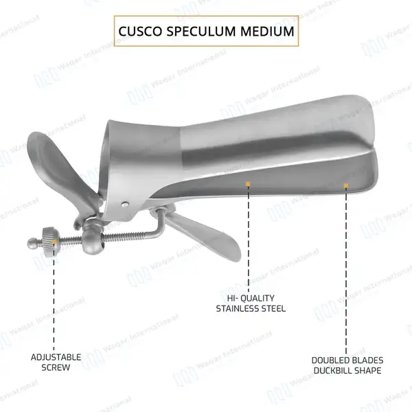 Cusco Vaginal Speculum with Side Screw – Medium - surgical instruments manufactured by Waqar International, Sialkot - view 3