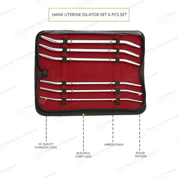 6 Pcs Hank Uterine Dilator Set 11″ Curved Double Ended - surgical instruments manufactured by Waqar International, Sialkot - view 4