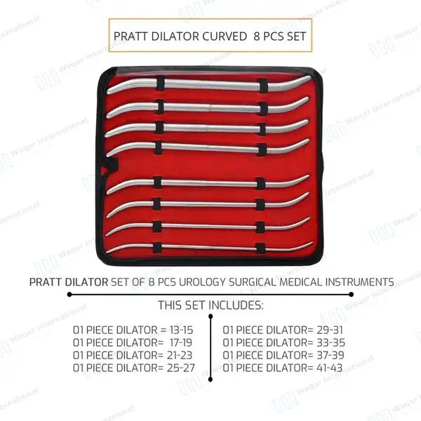 8 Pcs Pratt Uterine Dilator Set Curved 11.5″ Double Ended - surgical instruments manufactured by Waqar International, Sialkot - view 2