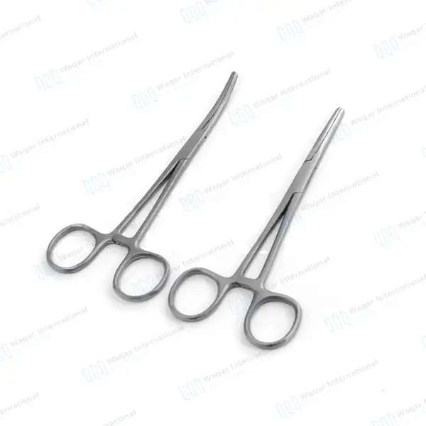 2 Pcs Carmalt Forceps Set 6.25″ (15.9cm) Straight & Curved - surgical instruments manufactured by Waqar International, Sialkot - view 2