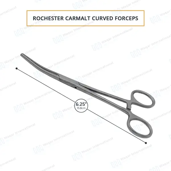 2 Pcs Carmalt Forceps Set 6.25″ (15.9cm) Straight & Curved - surgical instruments manufactured by Waqar International, Sialkot - view 5