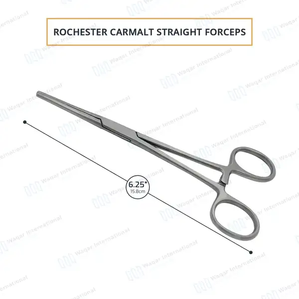 2 Pcs Carmalt Forceps Set 6.25″ (15.9cm) Straight & Curved - surgical instruments manufactured by Waqar International, Sialkot - view 6
