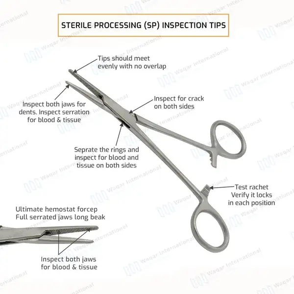 Crile Forceps 5.5″ (14cm) Straight Serrated Jaws - surgical instruments manufactured by Waqar International, Sialkot - view 8