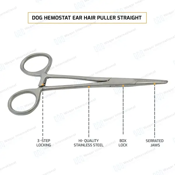 Dog Hemostat Ear Hair Puller 5″ Straight - veterinary instruments manufactured by Waqar International, Sialkot - view 4