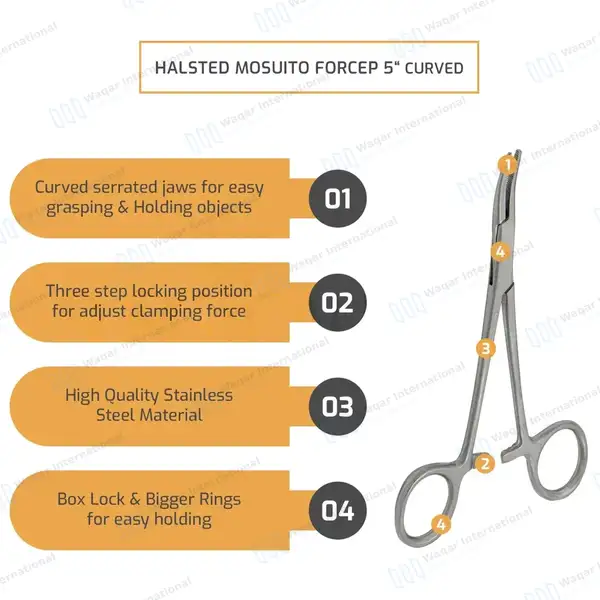 Halsted Mosquito Forceps 5″ Curved - surgical instruments manufactured by Waqar International, Sialkot - view 7