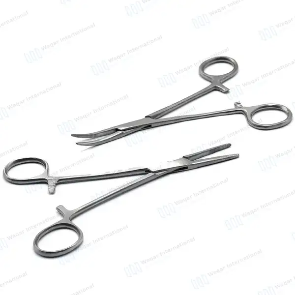 2 Kelly Forceps Set 5.5″ (14cm) Straight Curved - surgical instruments manufactured by Waqar International, Sialkot - view 2