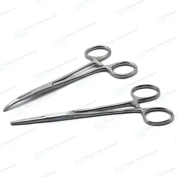 2 Kelly Forceps Set 5.5″ (14cm) Straight Curved - surgical instruments manufactured by Waqar International, Sialkot - view 3
