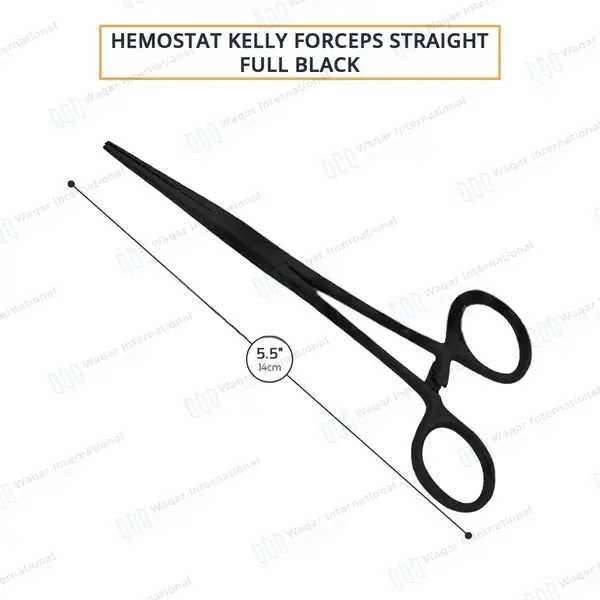 Kelly Forceps 5.5″ Straight Full Black Coated - surgical instruments manufactured by Waqar International, Sialkot - view 3