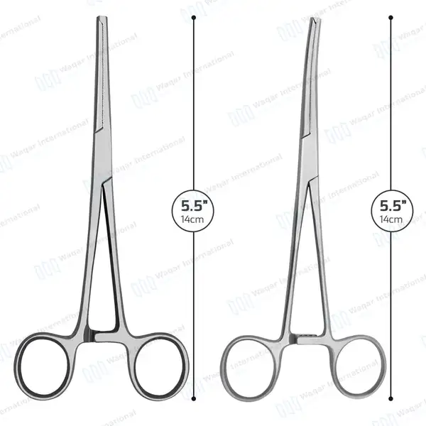 2 Rochester Ochsner Forceps 5.5″ Straight & Curved 1×2 Teeth Serrated Jaws - surgical instruments manufactured by Waqar International, Sialkot - view 3