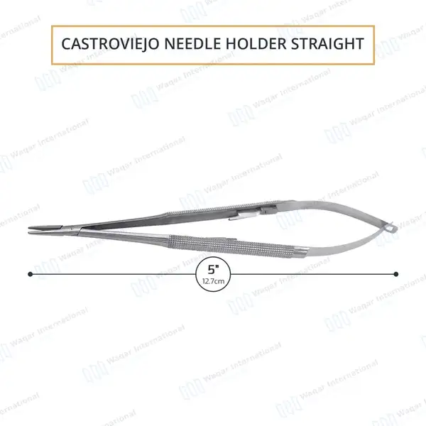 Castroviejo Micro Needle Holder 5″ Straight Smooth Tip - surgical instruments manufactured by Waqar International, Sialkot - view 3