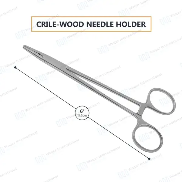 5 Pcs Crile Wood Needle Holder 6″ Set - surgical instruments manufactured by Waqar International, Sialkot - view 3