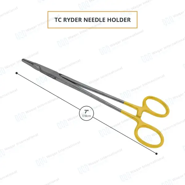 TC Ryder Needle Holder 7″ Serrated Jaws - surgical instruments manufactured by Waqar International, Sialkot - view 3