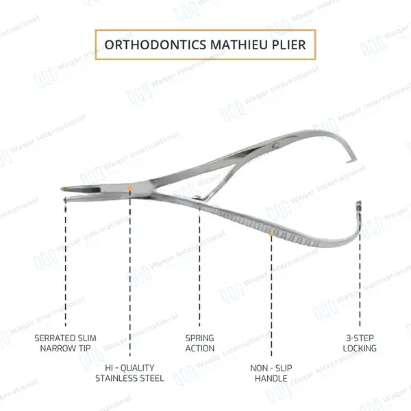 Mathieu Ligature Elastic Placing Plier 5.5″ Slim Narrow Tip - surgical instruments manufactured by Waqar International, Sialkot - view 4