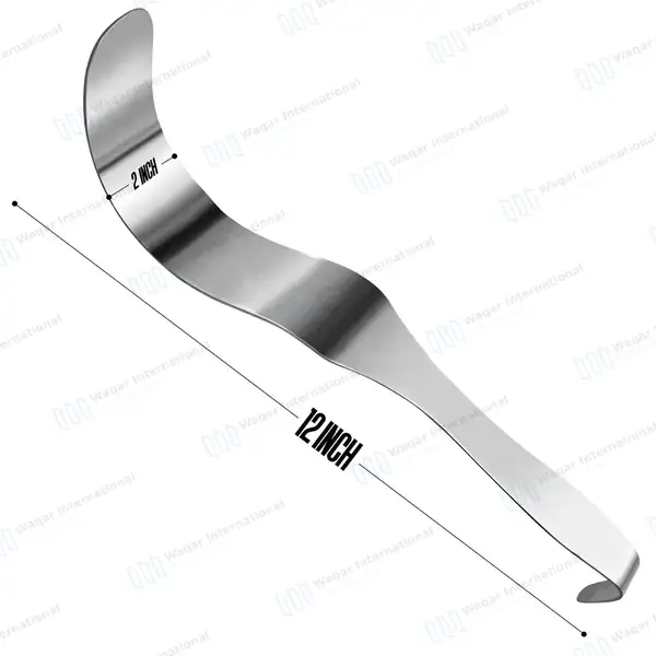Deaver Retractor 2″ X 12″ (50 X 300mm) with Solid Handle - surgical instruments manufactured by Waqar International, Sialkot - view 3
