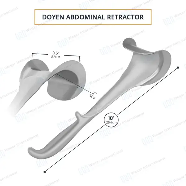 Doyen Abdominal Retractor 10″ Curved 3.5″x2″ Blade with Grip Handle - surgical instruments manufactured by Waqar International, Sialkot - view 2