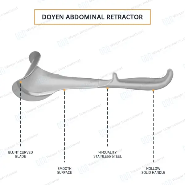 Doyen Abdominal Retractor 10″ Curved 3.5″x2″ Blade with Grip Handle - surgical instruments manufactured by Waqar International, Sialkot - view 3