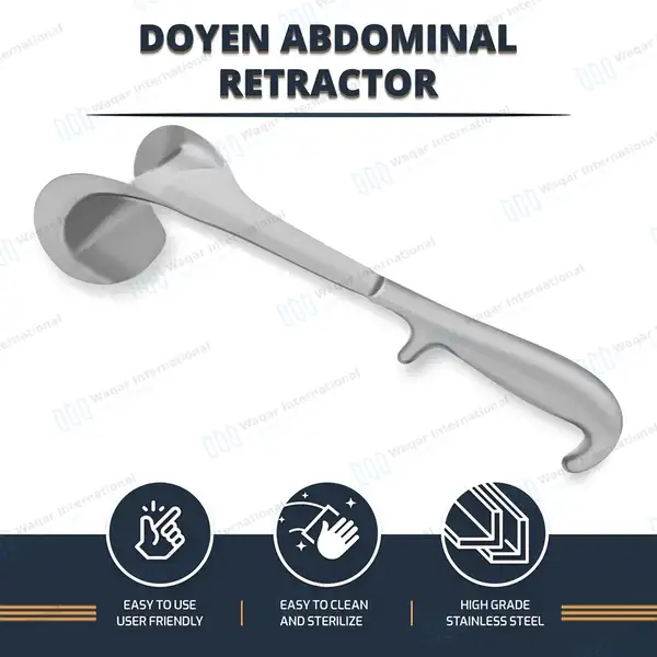 Doyen Abdominal Retractor 10″ Curved 3.5″x2″ Blade with Grip Handle - surgical instruments manufactured by Waqar International, Sialkot - view 7