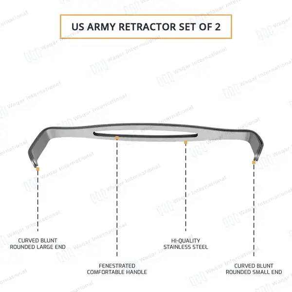 U.S. Army Pattern Retractor 8.5″ Set of 2 Double Ended - surgical instruments manufactured by Waqar International, Sialkot - view 4