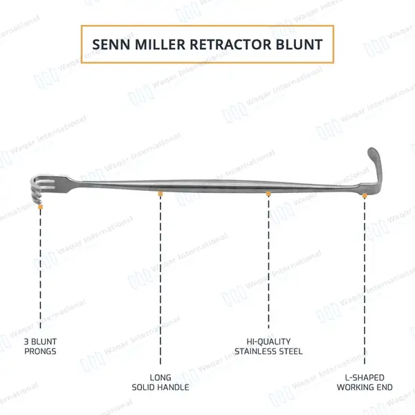 Senn-Mueller Retractor 16.2cm Blunt 3 Prongs - surgical instruments manufactured by Waqar International, Sialkot - view 4