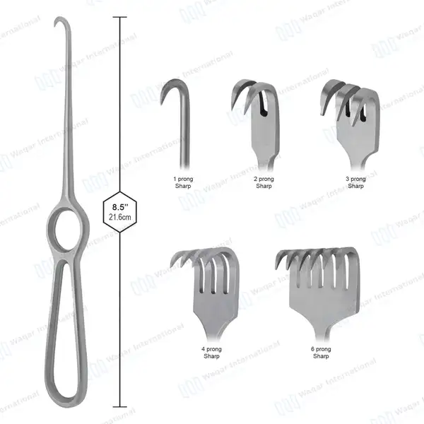 5 Volkmann Sharp Retractors 8.5″ (21.6cm) with Ring Handle - surgical instruments manufactured by Waqar International, Sialkot - view 3
