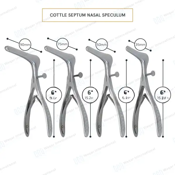 Cottle Nasal Speculum 6″ Set of 4 Blade 35mm, 50mm, 75mm, 90mm - surgical instruments manufactured by Waqar International, Sialkot - view 3