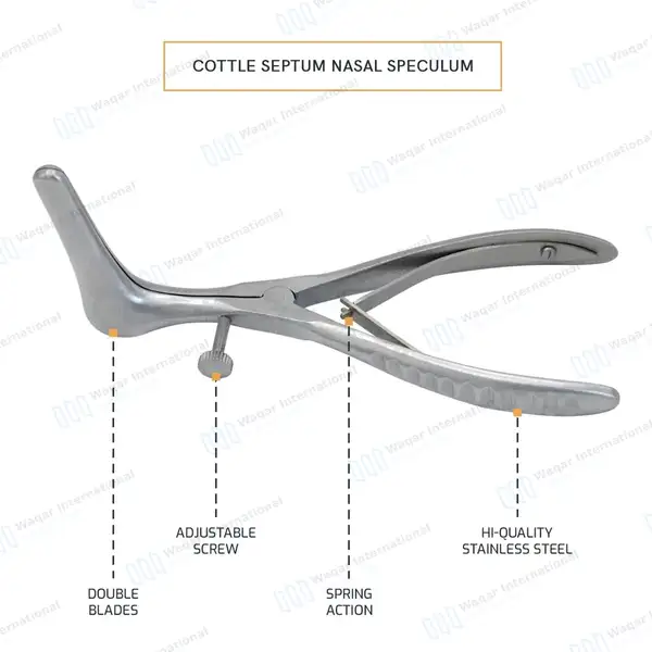 Cottle Nasal Speculum 6″ Set of 4 Blade 35mm, 50mm, 75mm, 90mm - surgical instruments manufactured by Waqar International, Sialkot - view 4