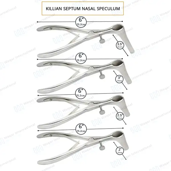 4 Killian Septum Nasal Speculum 6″ Blades 2″, 2.5″, 3″ & 3.5″ - surgical instruments manufactured by Waqar International, Sialkot - view 2