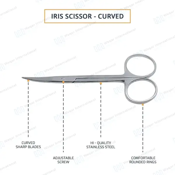 12 Assorted Iris Scissors 4.5″ Straight/Curved Surgical Dental - surgical instruments manufactured by Waqar International, Sialkot - view 4