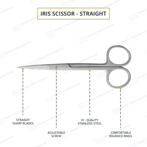 24 Iris Scissors 4.5″ Straight + Curved Surgical Dental - surgical instruments manufactured by Waqar International, Sialkot - view 4
