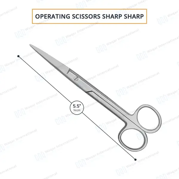 Operating Scissors 5.5″ Straight Sharp/Sharp Round Pattern - surgical instruments manufactured by Waqar International, Sialkot - view 2
