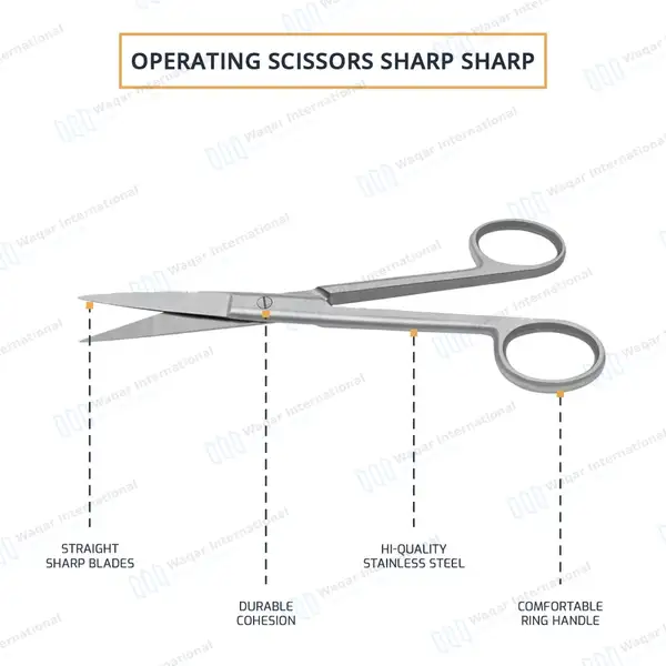 Operating Scissors 5.5″ Straight Sharp/Sharp Round Pattern - surgical instruments manufactured by Waqar International, Sialkot - view 3