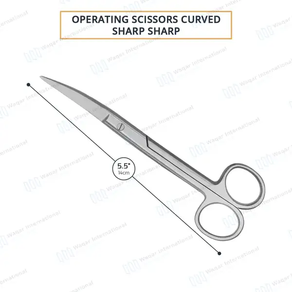 Operating Scissors 5.5″ Curved Sharp/Sharp Round Pattern - surgical instruments manufactured by Waqar International, Sialkot - view 3