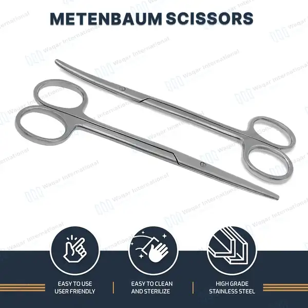 2 Pcs Metzenbaum Scissors Set 5.75″ Straight/Curved - surgical instruments manufactured by Waqar International, Sialkot - view 7