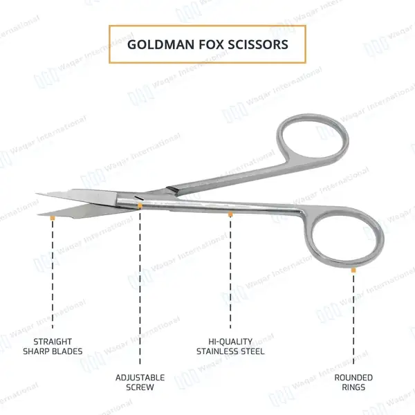 Goldman Fox Scissor 5″ Straight Dental Surgical Instrument - surgical instruments manufactured by Waqar International, Sialkot - view 4