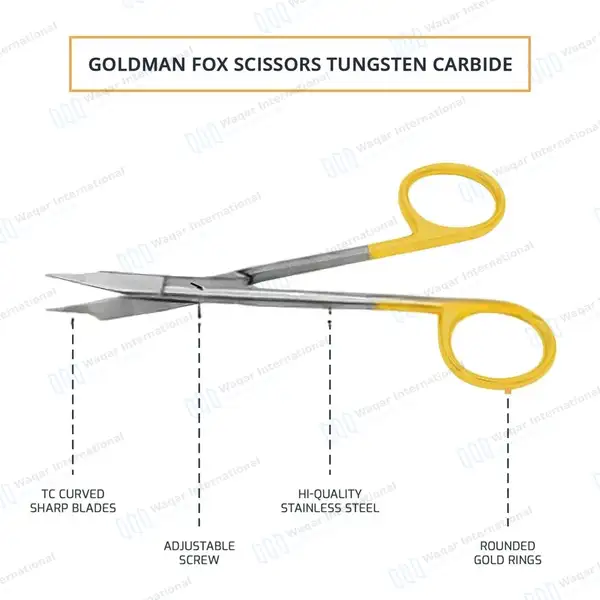 Goldman Fox TC Scissors 5″ (12.7cm) Curved - surgical instruments manufactured by Waqar International, Sialkot - view 4