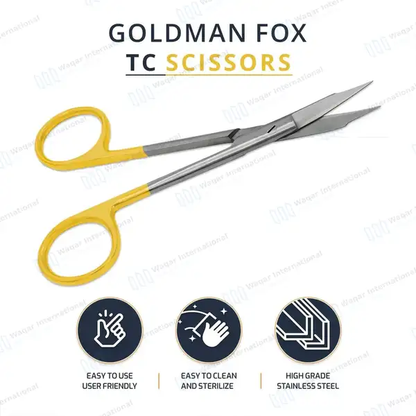 Goldman Fox TC Scissors 5″ (12.7cm) Curved - surgical instruments manufactured by Waqar International, Sialkot - view 10