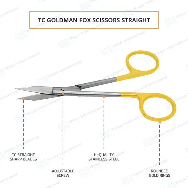 T/C Goldman Fox Scissors 5″ (12.7cm) Straight - surgical instruments manufactured by Waqar International, Sialkot - view 4