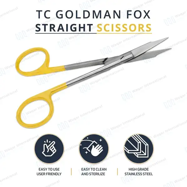 T/C Goldman Fox Scissors 5″ (12.7cm) Straight - surgical instruments manufactured by Waqar International, Sialkot - view 10