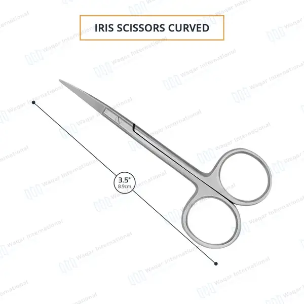 Iris Scissors Curved 3.5″ Round Pattern - surgical instruments manufactured by Waqar International, Sialkot - view 3