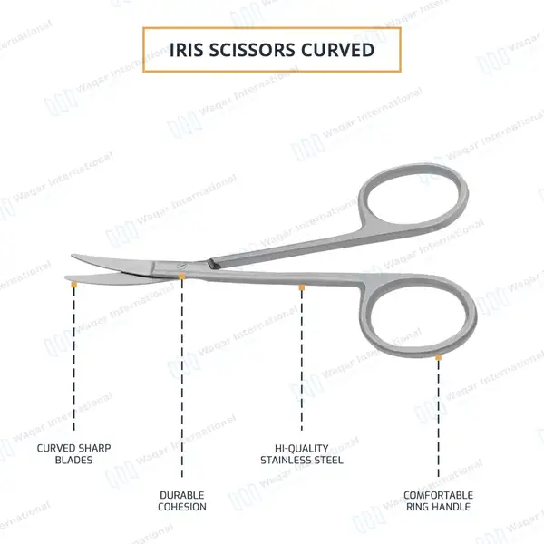 Iris Scissors Curved 3.5″ Round Pattern - surgical instruments manufactured by Waqar International, Sialkot - view 4