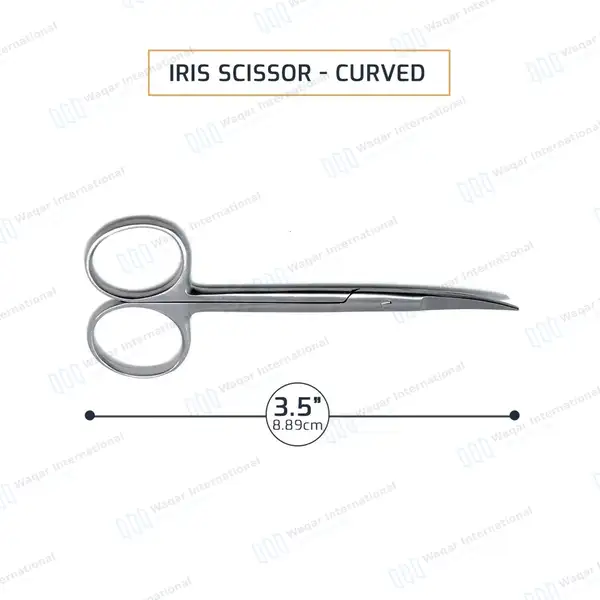 Iris Scissors 3.5″ Curved Surgical Dental - surgical instruments manufactured by Waqar International, Sialkot - view 3