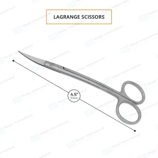LaGrange Scissors 4.5″ Double Curved - surgical instruments manufactured by Waqar International, Sialkot - view 2
