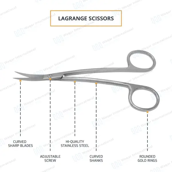 LaGrange Scissors 4.5″ Double Curved - surgical instruments manufactured by Waqar International, Sialkot - view 3