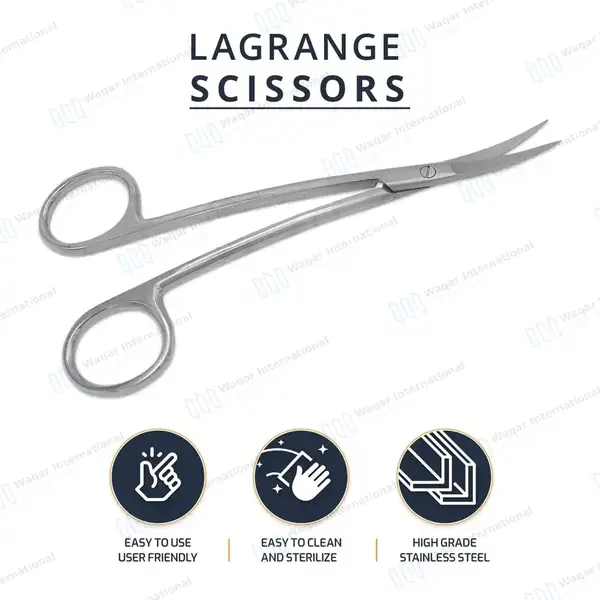 LaGrange Scissors 4.5″ Double Curved - surgical instruments manufactured by Waqar International, Sialkot - view 9