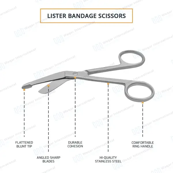 Lister Bandage Scissors 3.5″ Round Pattern - surgical instruments manufactured by Waqar International, Sialkot - view 4
