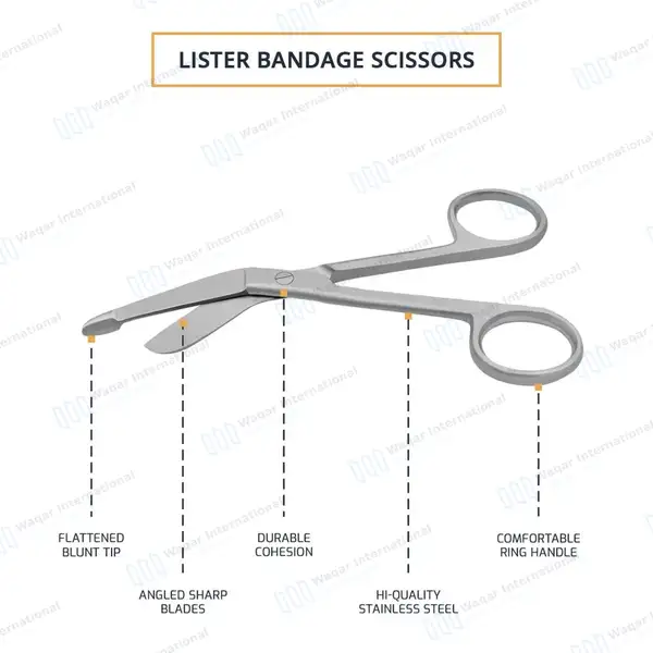 Lister Bandage Scissors 4.5″ Round Pattern - surgical instruments manufactured by Waqar International, Sialkot - view 4
