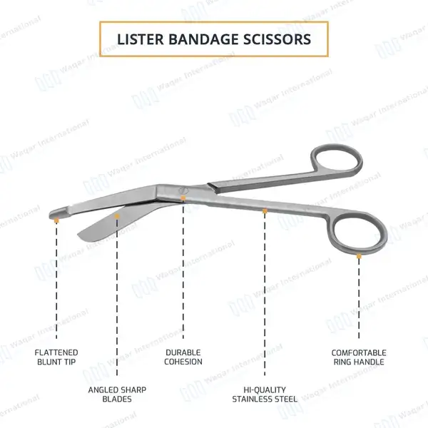 Lister Bandage Scissors 7.25″ Round Pattern - surgical instruments manufactured by Waqar International, Sialkot - view 4
