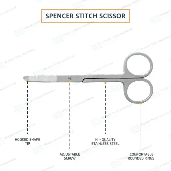 100 Littauer Spencer Stitch Suture Scissors 4.5″ - surgical instruments manufactured by Waqar International, Sialkot - view 4